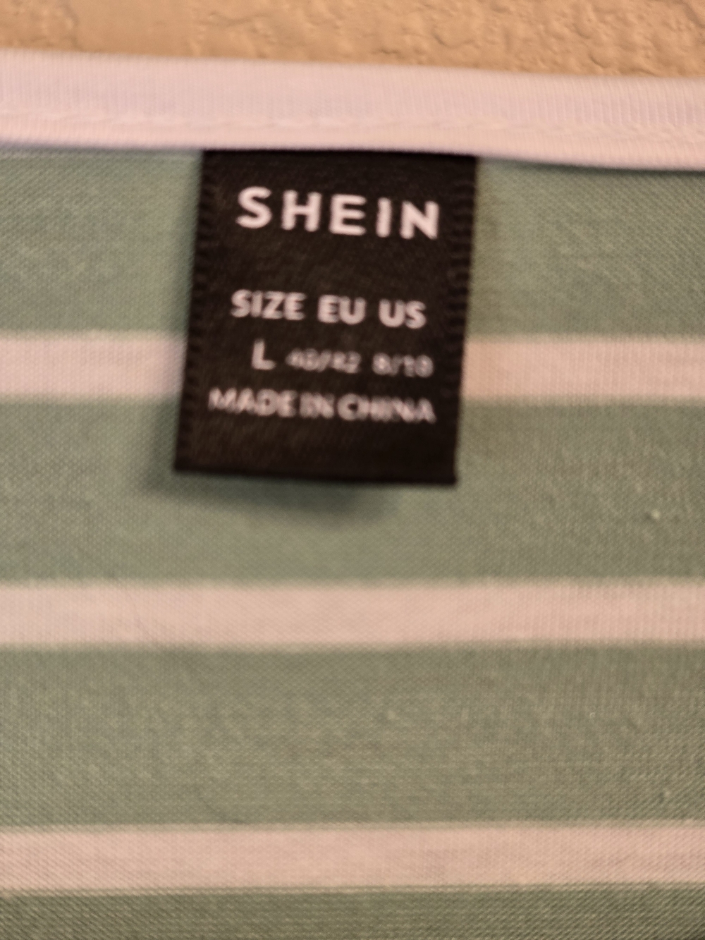 SHEIN Mint Green and White Striped Dolman Sleeve Top Oversized Size Large - Picture 3 of 5